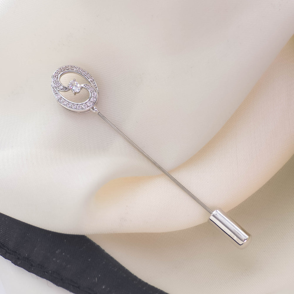 Peniti Bentuk Oval Berhias Zirconia