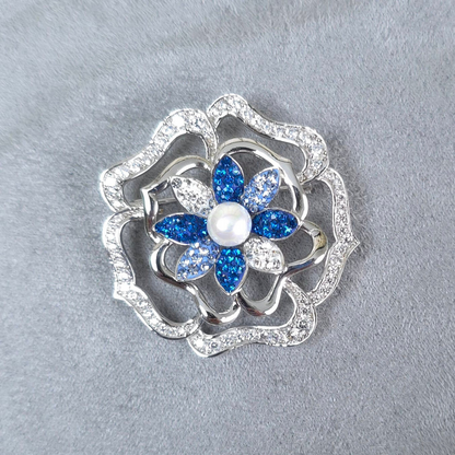 Brooch Bunga Mewah Kristal Eropah