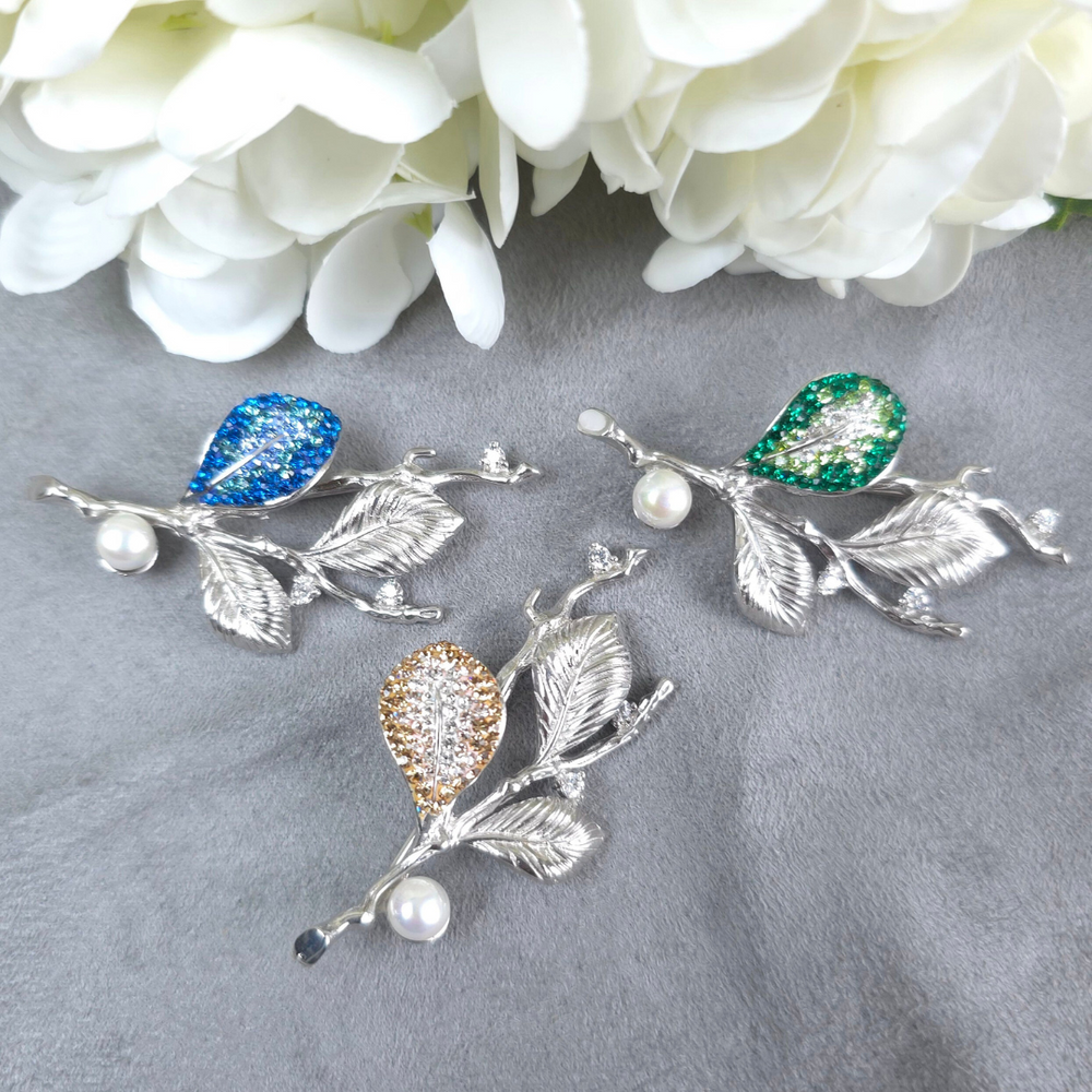Pearl Leaves Brooch